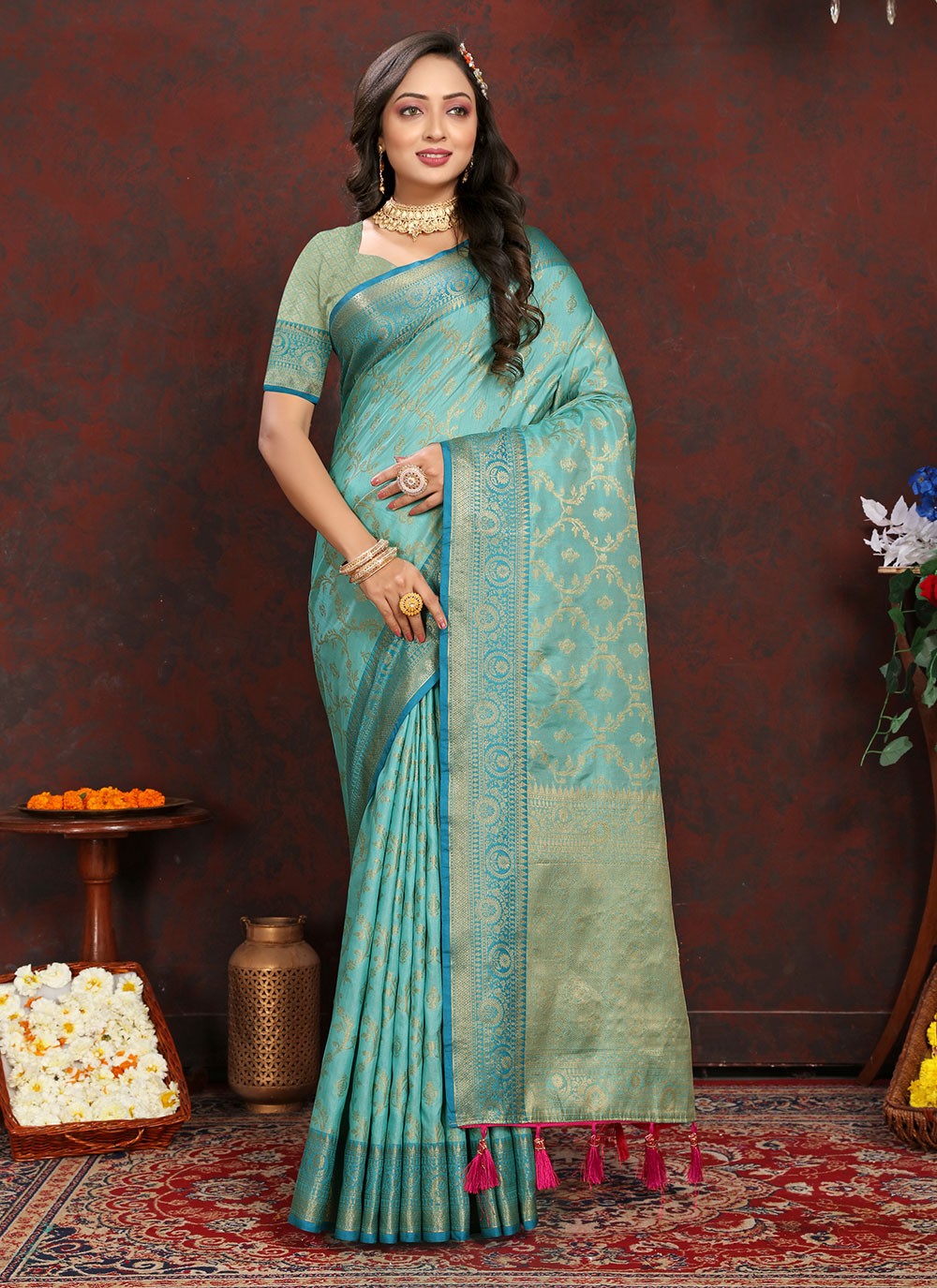 Classic Weaving Zari Katan Silk Saree - S6184