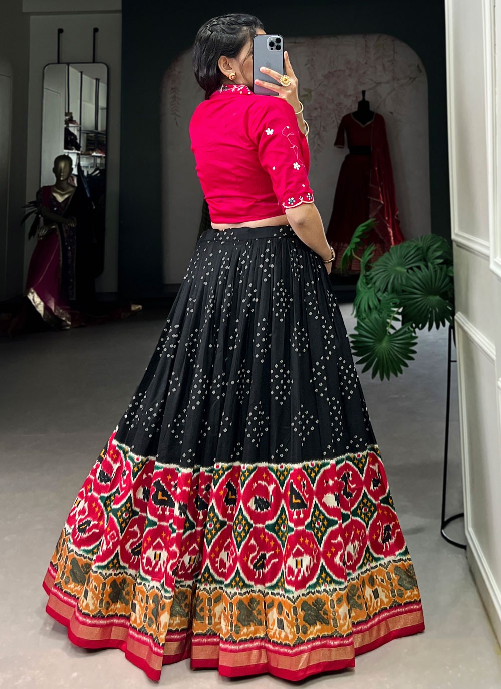 Bandhej Tussar Silk Readymade Lehenga Choli - L2925