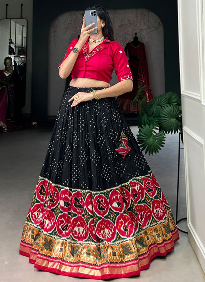 Bandhej Tussar Silk Readymade Lehenga Choli - L2925