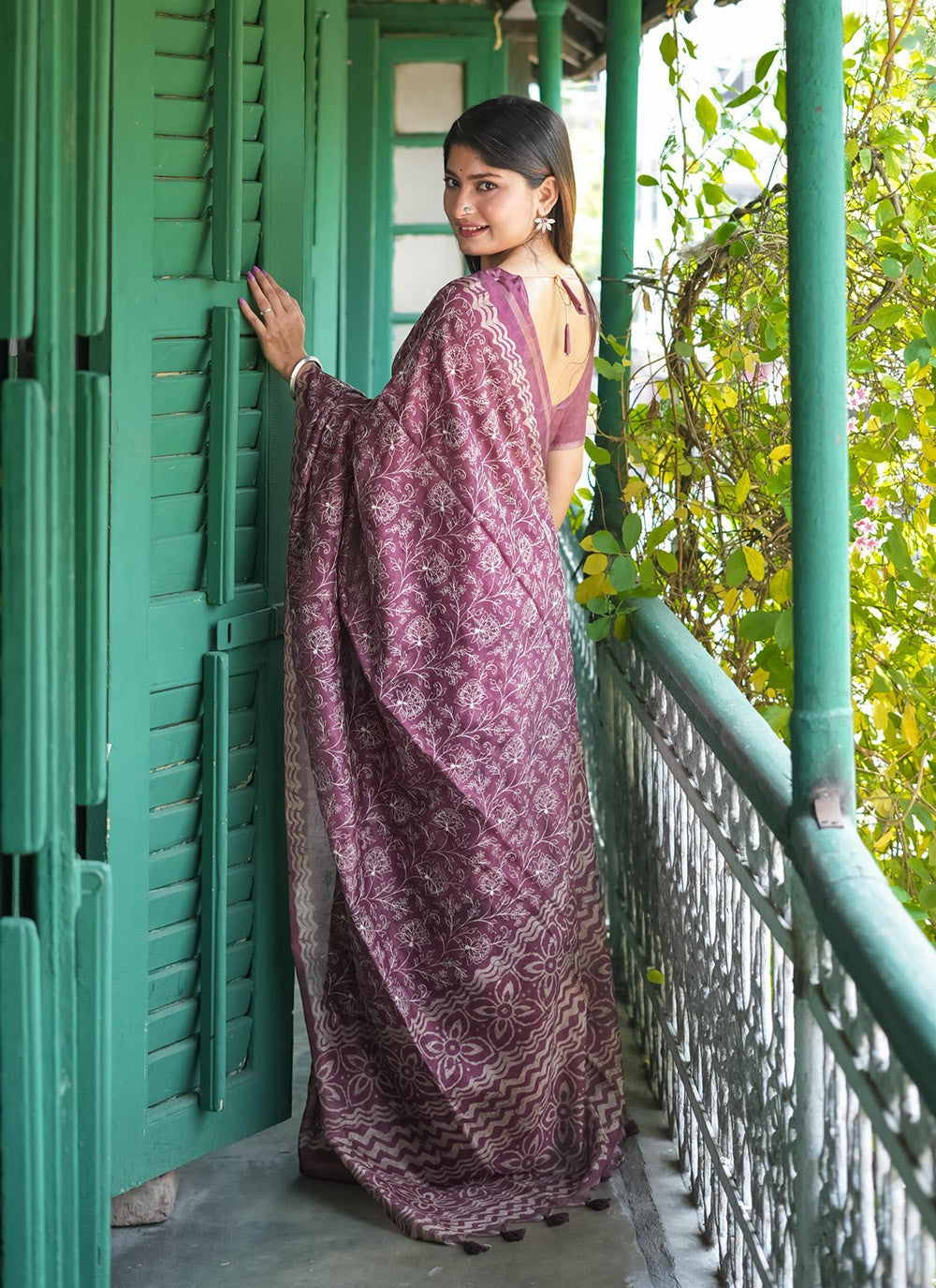 Classic Printed Tussar Silk Saree - S7112