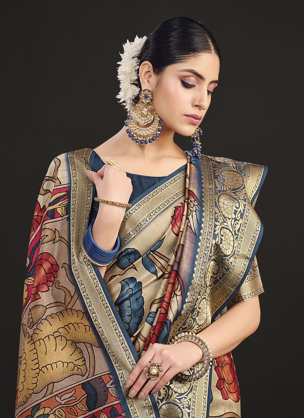 Classic Digital Print Tussar Silk Saree - S4061