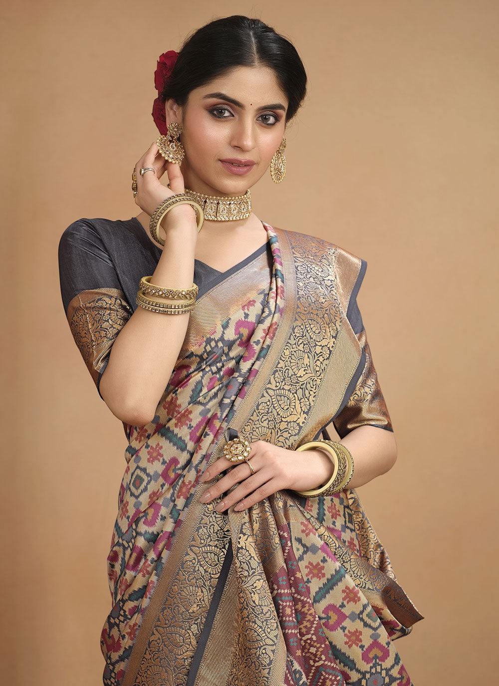 Classic Digital Print Tussar Silk Saree - S4061