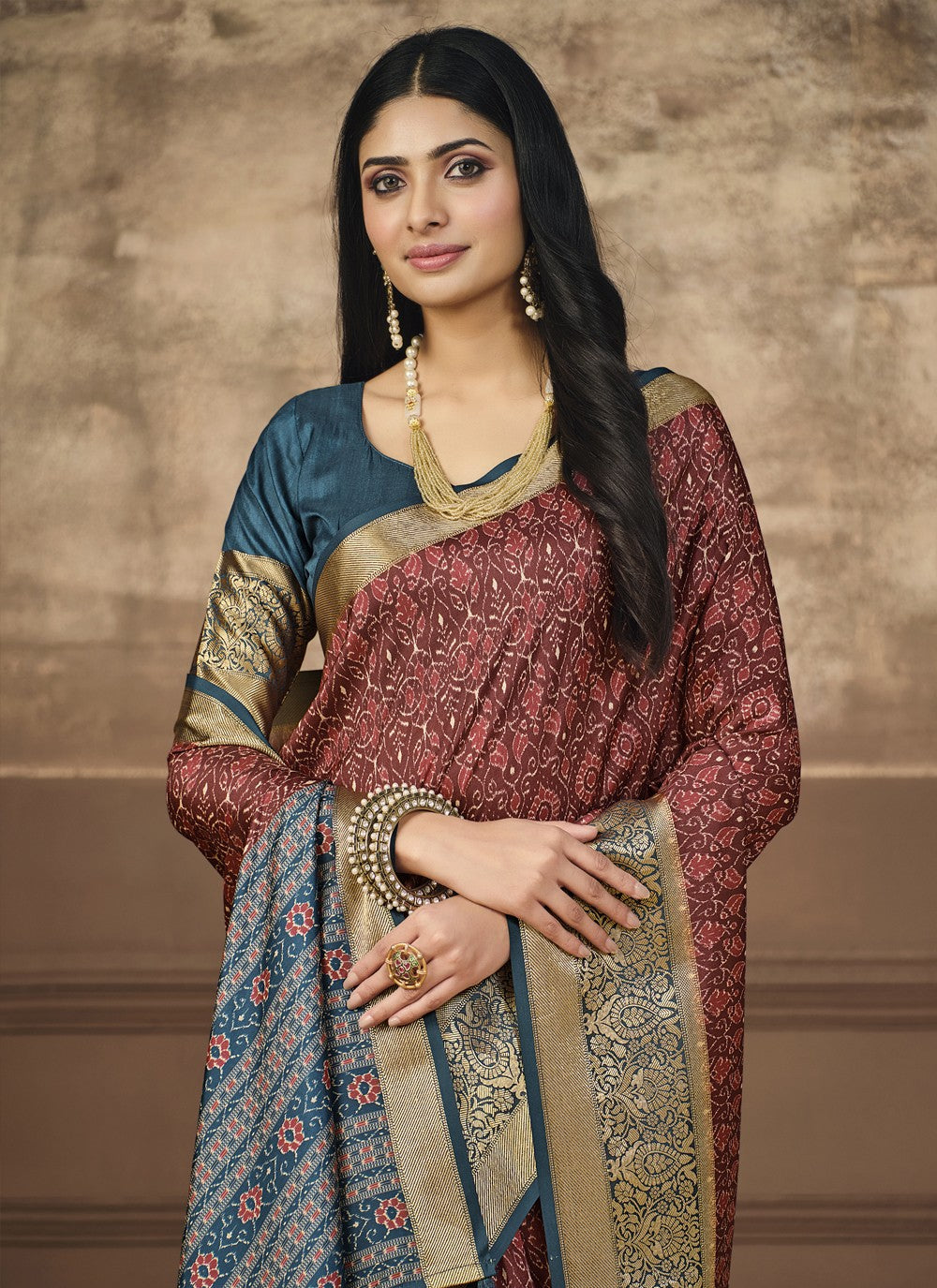 Classic Digital Print Tussar Silk Saree - S4091