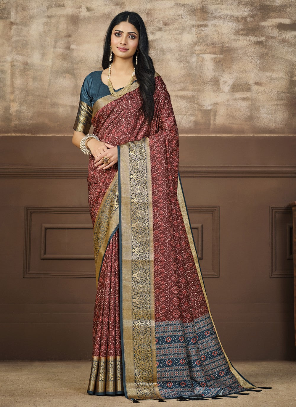 Classic Digital Print Tussar Silk Saree - S4091