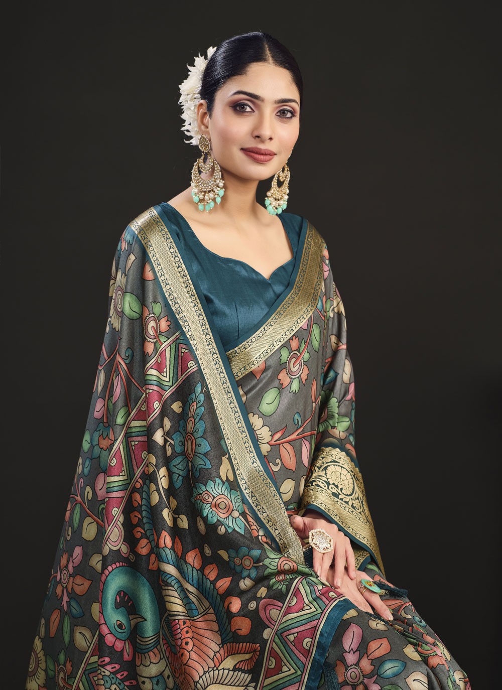 Classic Digital Print Tussar Silk Saree - S4061