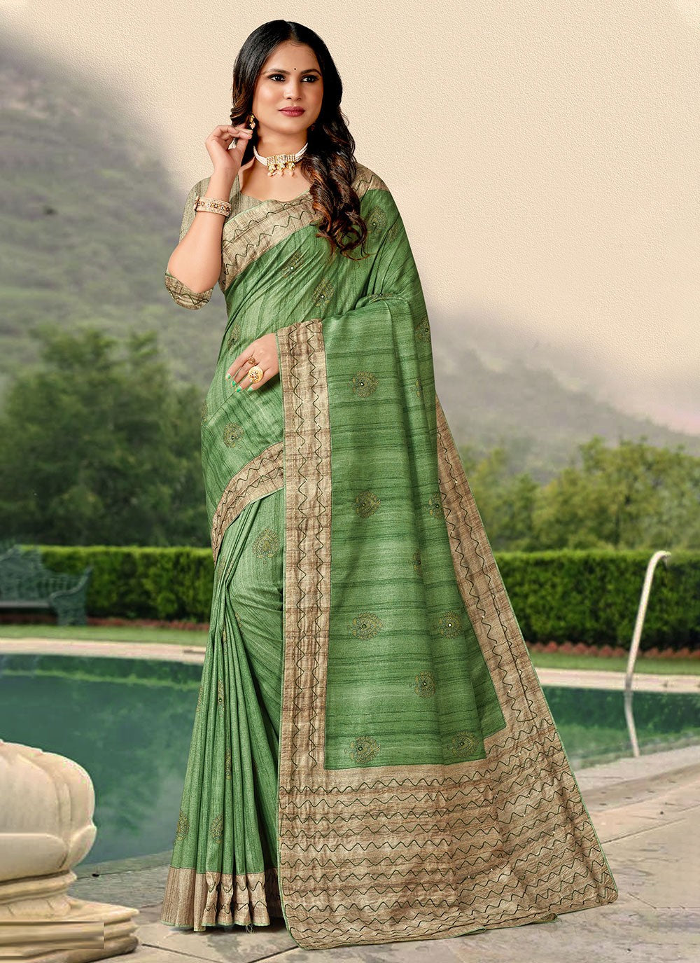 Classic Katha Tussar Silk Saree - S4590
