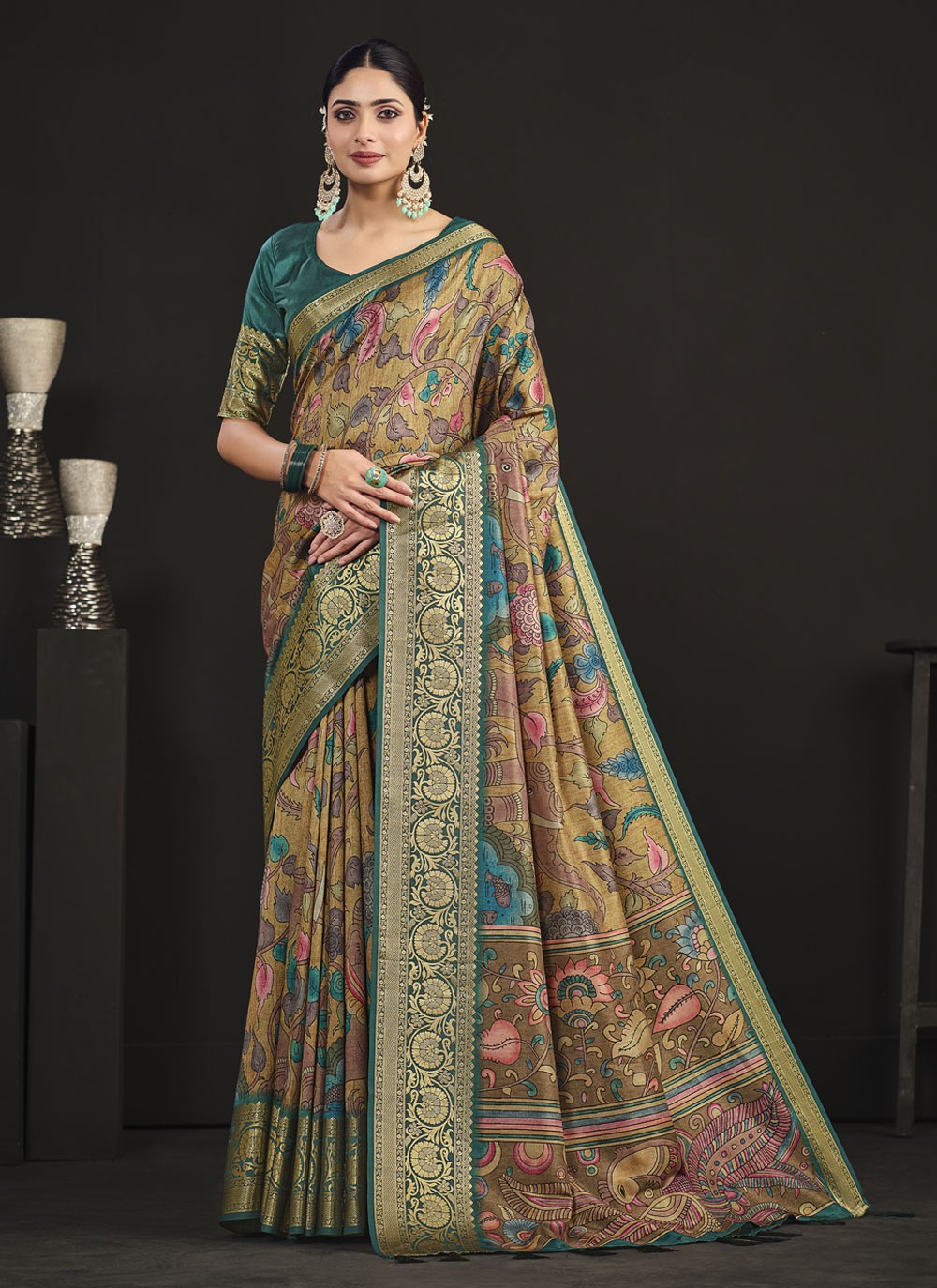 Classic Digital Print Tussar Silk Saree - S4061
