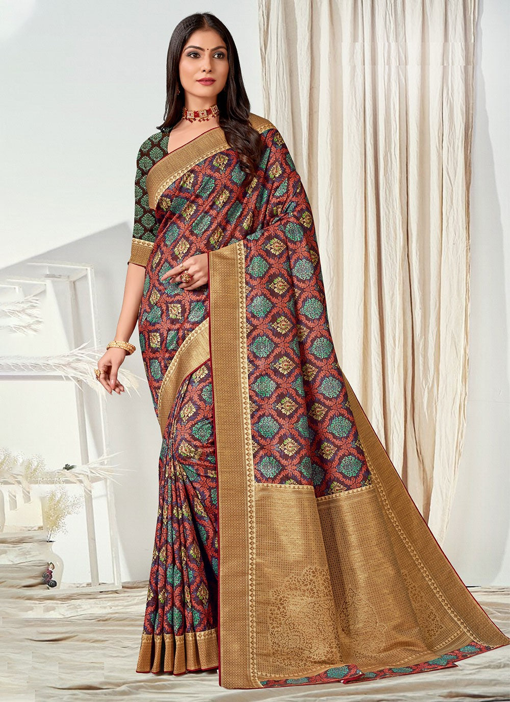 Classic Digital Print Tussar Silk Saree - S4545