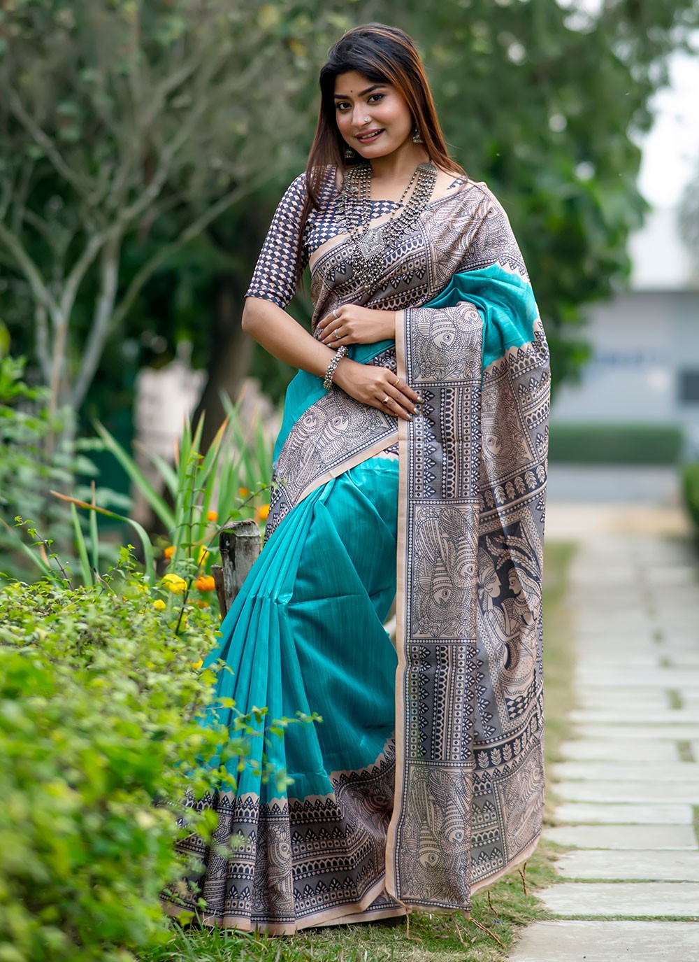 Contemporary Printed Tussar Silk Saree - S6692