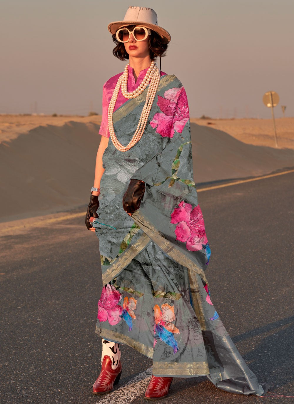 Classic Printed Tussar Silk Saree - S6232