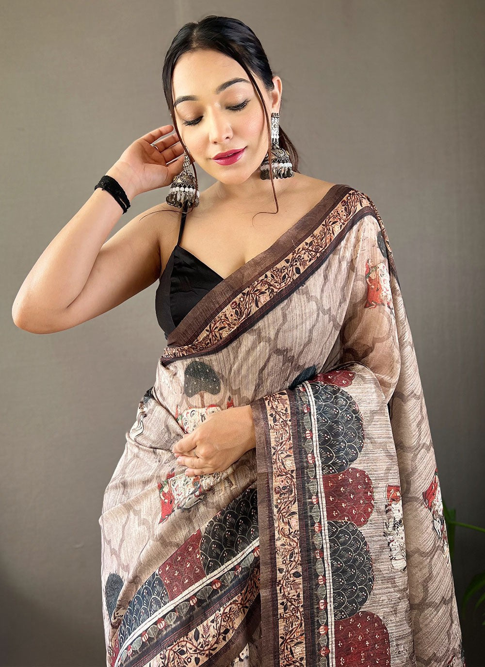 Classic Printed Tussar Silk Saree - S5419