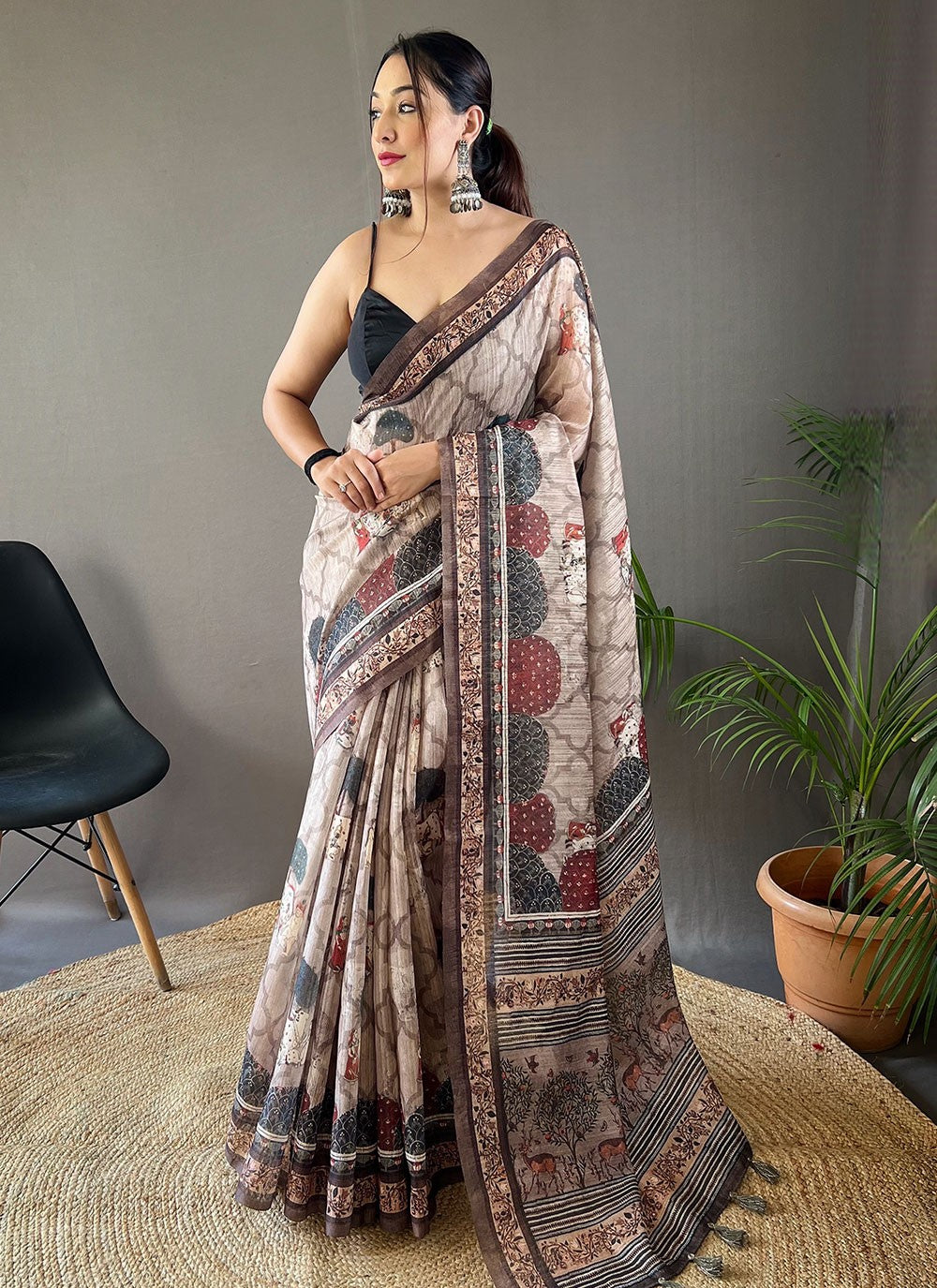 Classic Printed Tussar Silk Saree - S5419