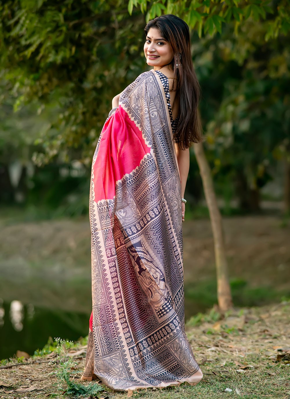 Contemporary Printed Tussar Silk Saree - S6692