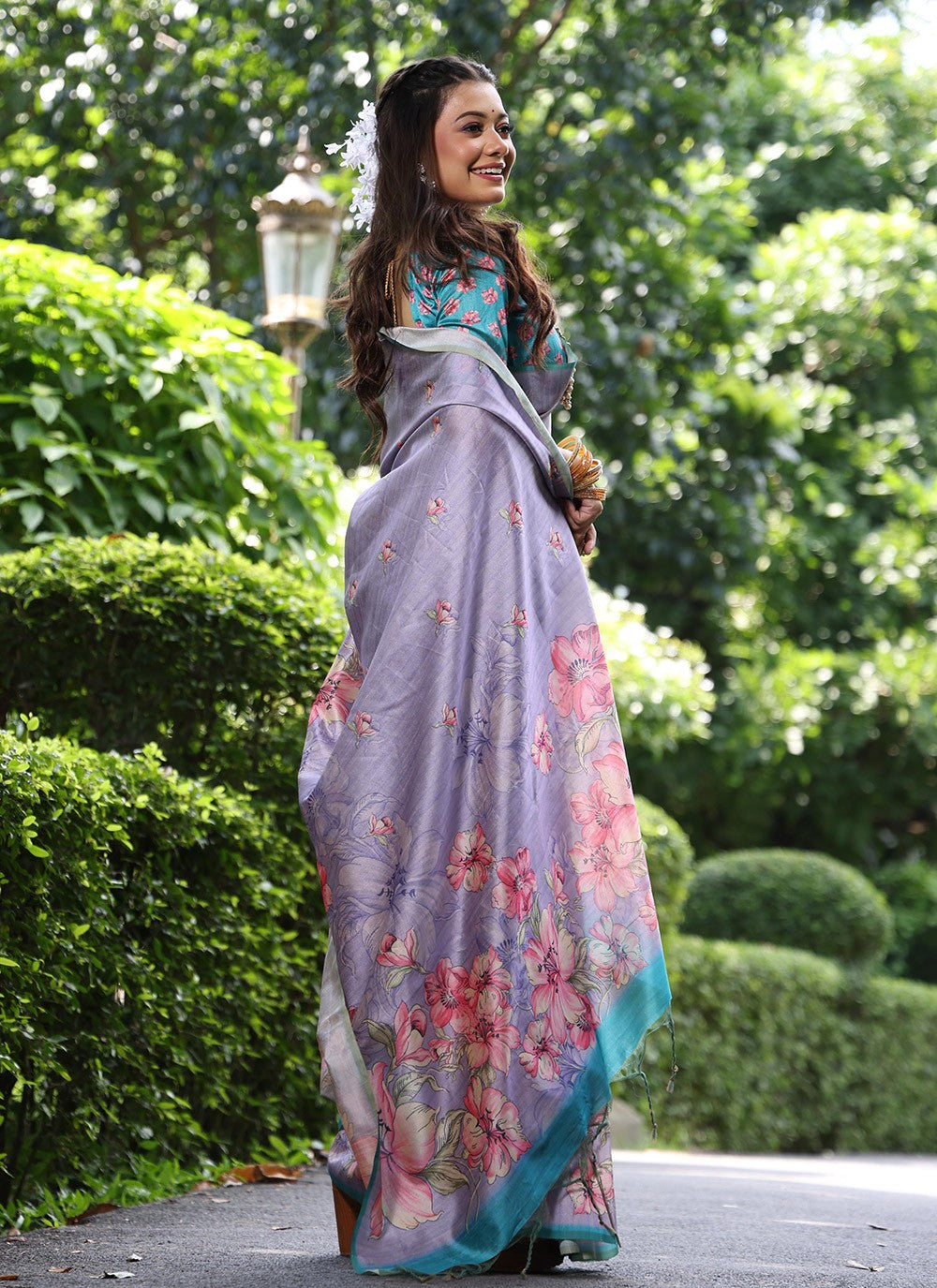 Classic Printed Tussar Silk Saree - S8572