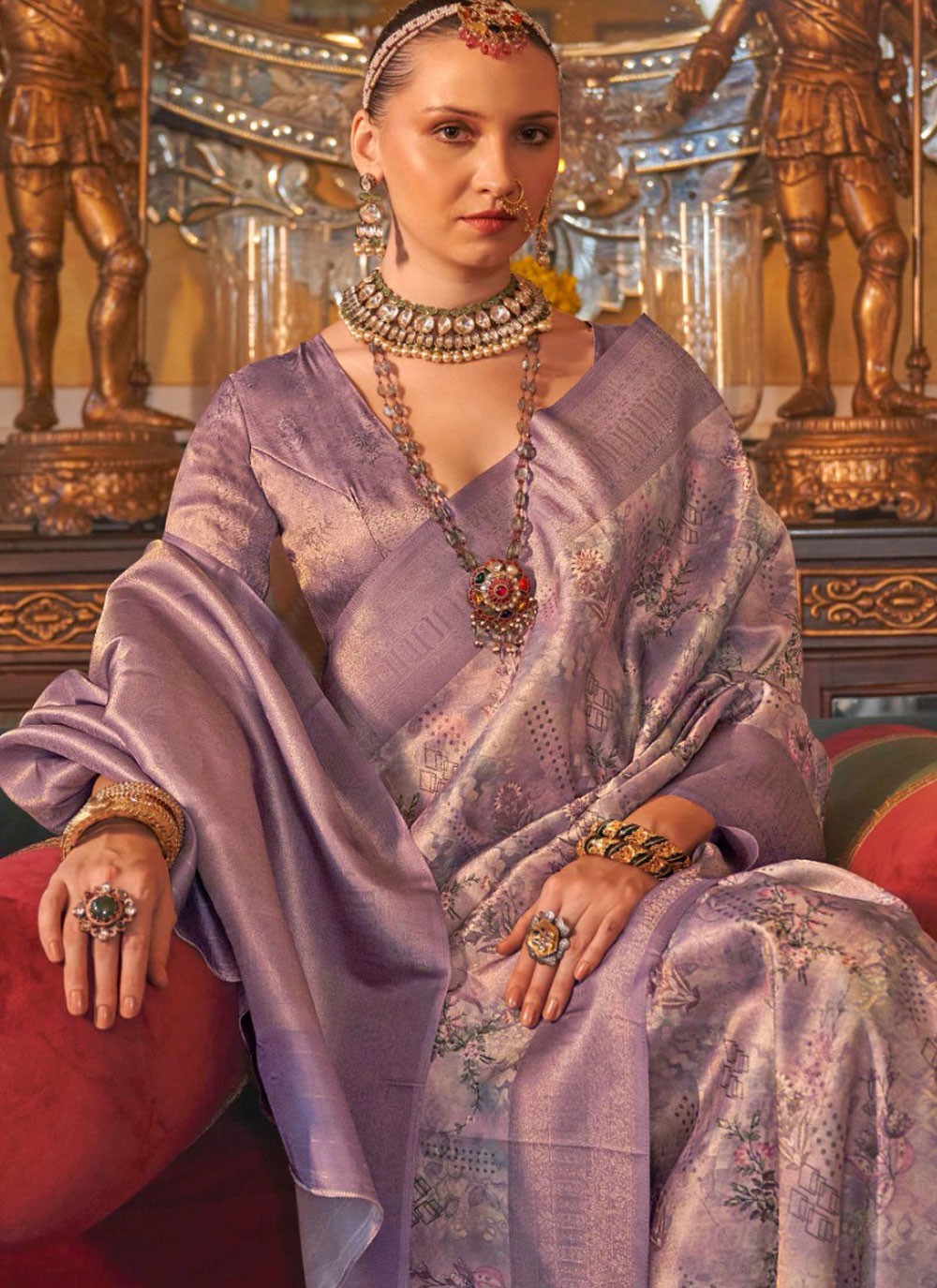 Contemporary Border Work Tussar Silk Beige, Brown Saree - S11388