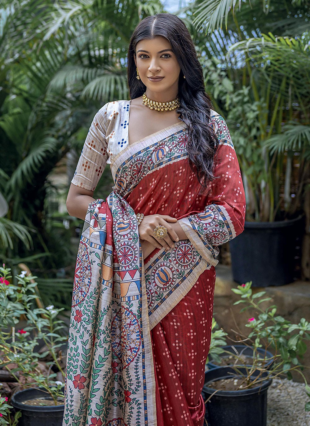 Casual Printed Tussar Silk Saree - S7769
