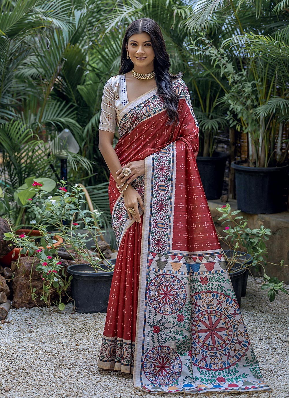 Casual Printed Tussar Silk Saree - S7769