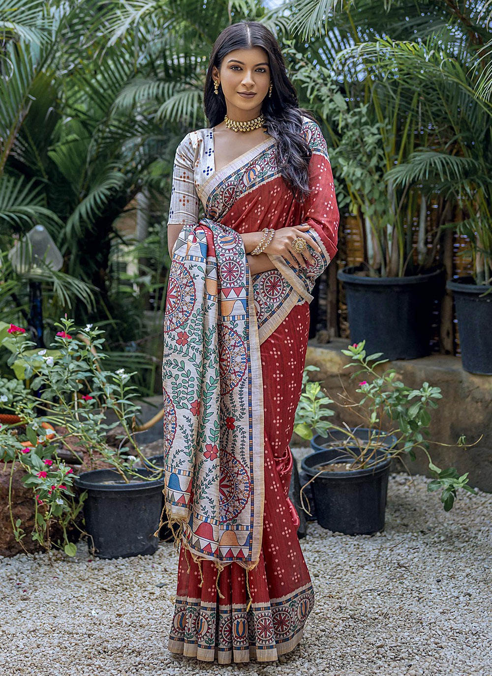 Casual Printed Tussar Silk Saree - S7769