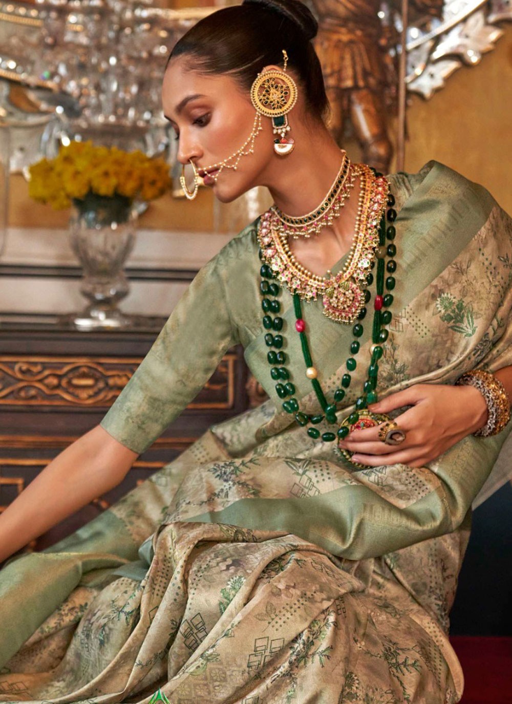 Contemporary Border Work Tussar Silk Beige, Brown Saree - S11388