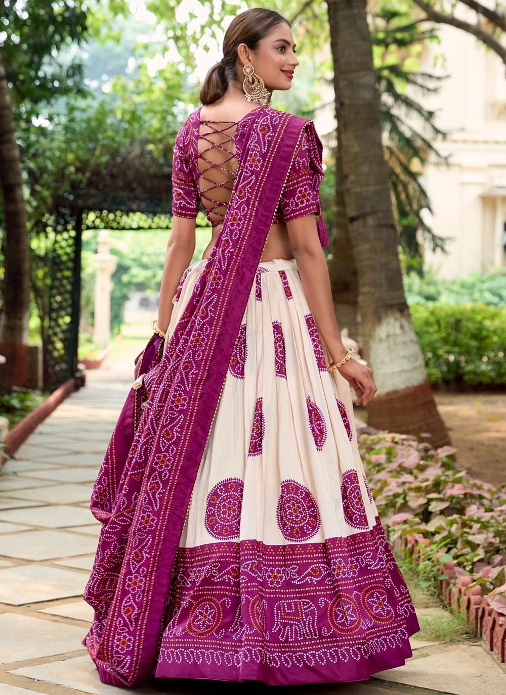 Bandhej Tussar Silk A - Line Lehenga - L2736