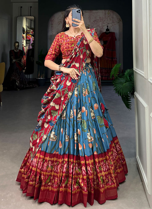 Patola Print Tussar Silk A - Line Lehenga - L2068