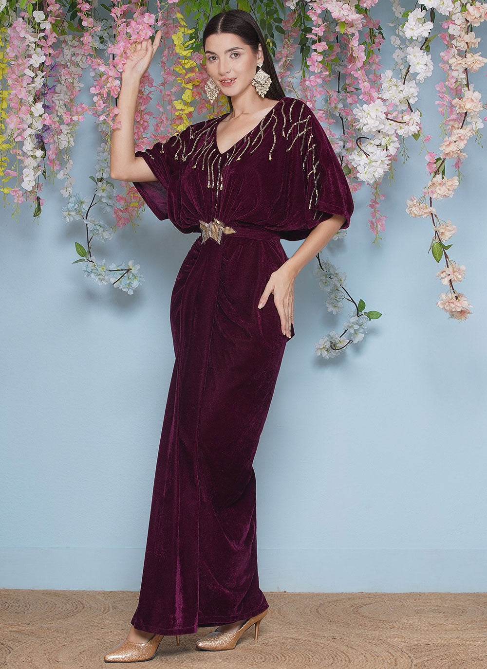 Embroidered Silk Gown - G1840