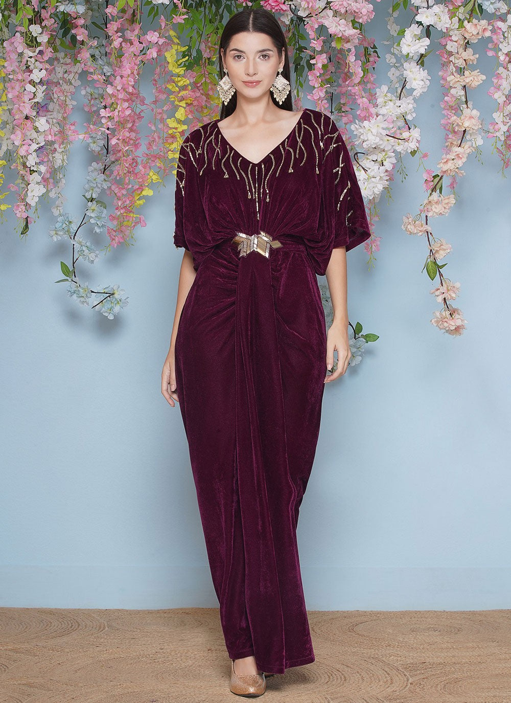 Embroidered Silk Gown - G1840
