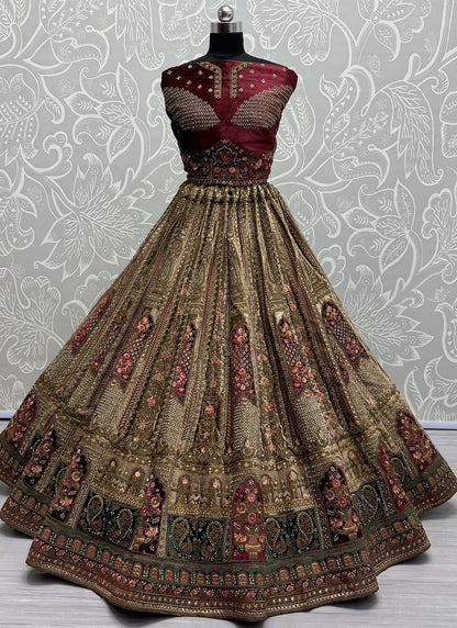 Diamond Velvet A - Line Lehenga - L2103