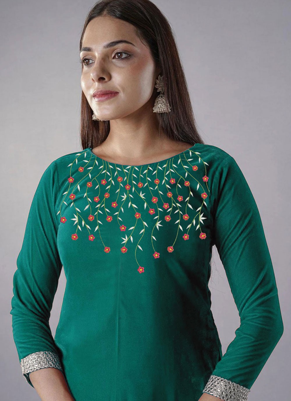 Embroidered Velvet Salwar Suit - T4630