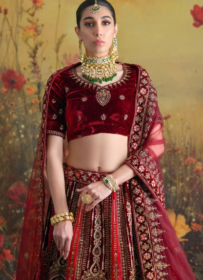 Dimond Velvet Hot Pink Lehenga Choli L3439