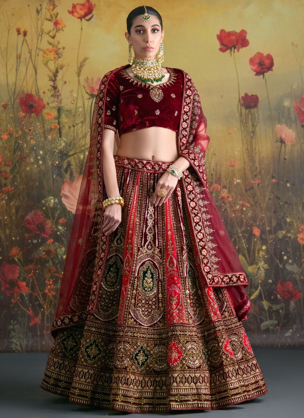 Dimond Velvet Hot Pink Lehenga Choli L3439