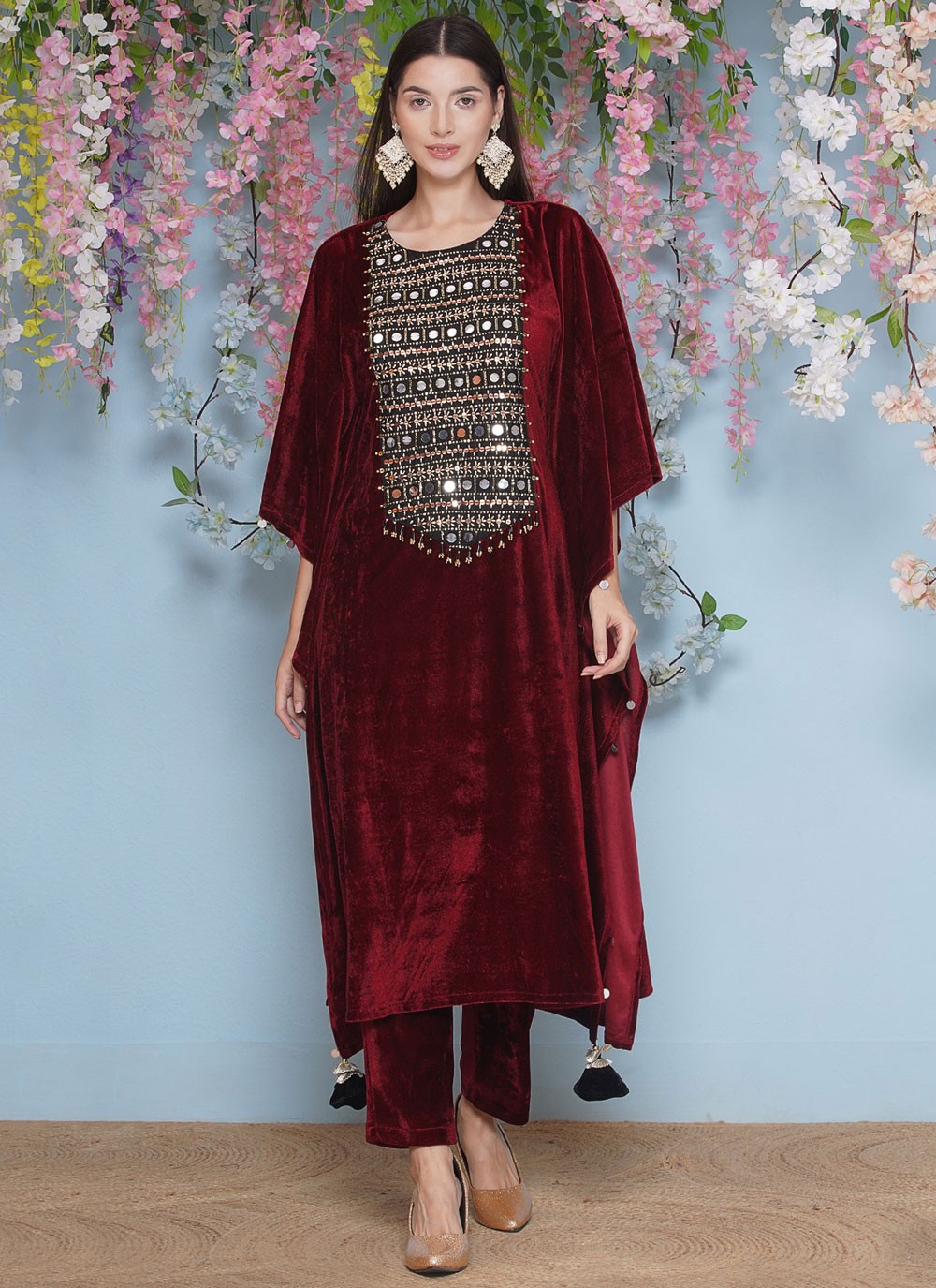 Embroidered Velvet Gown - G1850