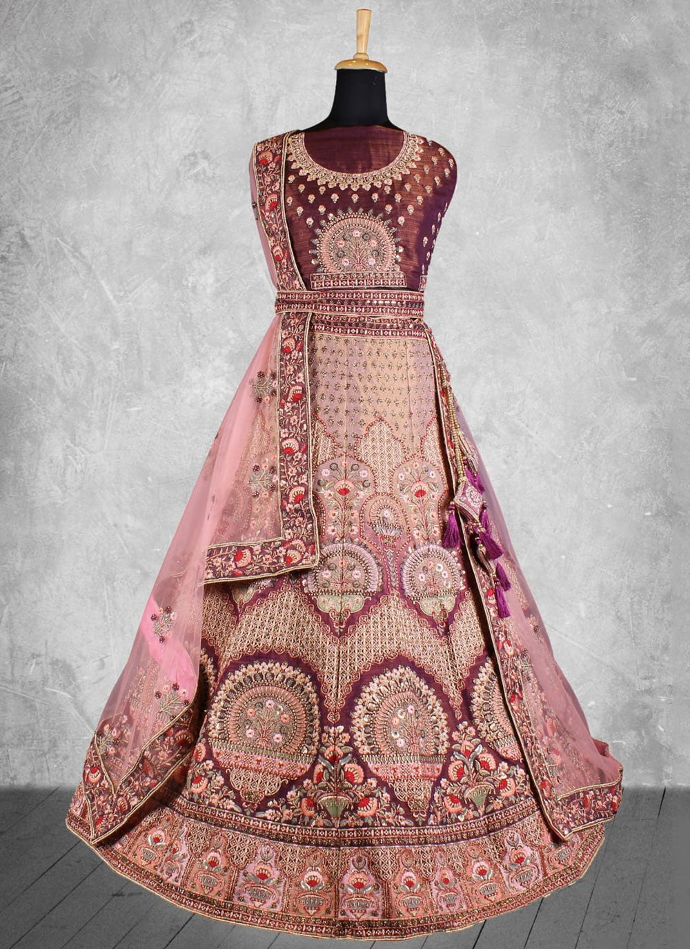 Velvet Engagement, Mehandi & Sangeet, Reception, Wedding A - Line Lehenga L3576