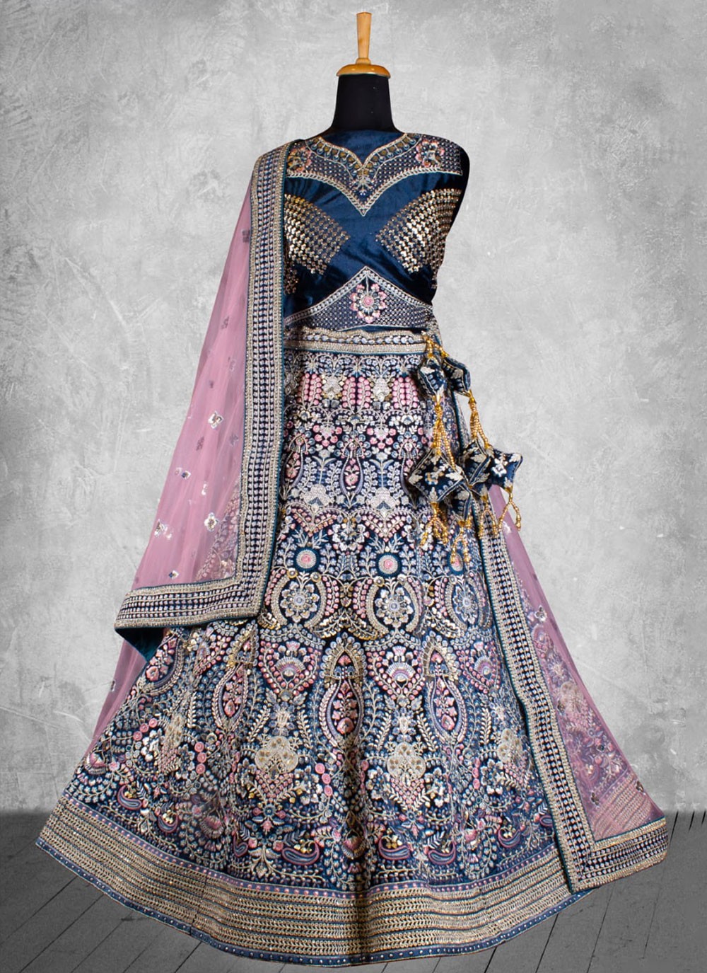 Velvet Engagement, Mehandi & Sangeet, Reception, Wedding A - Line Lehenga L3578