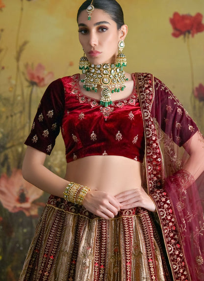 Dimond Velvet Multi Colour Lehenga Choli L3440