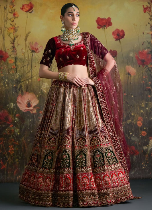Dimond Velvet Multi Colour Lehenga Choli L3440