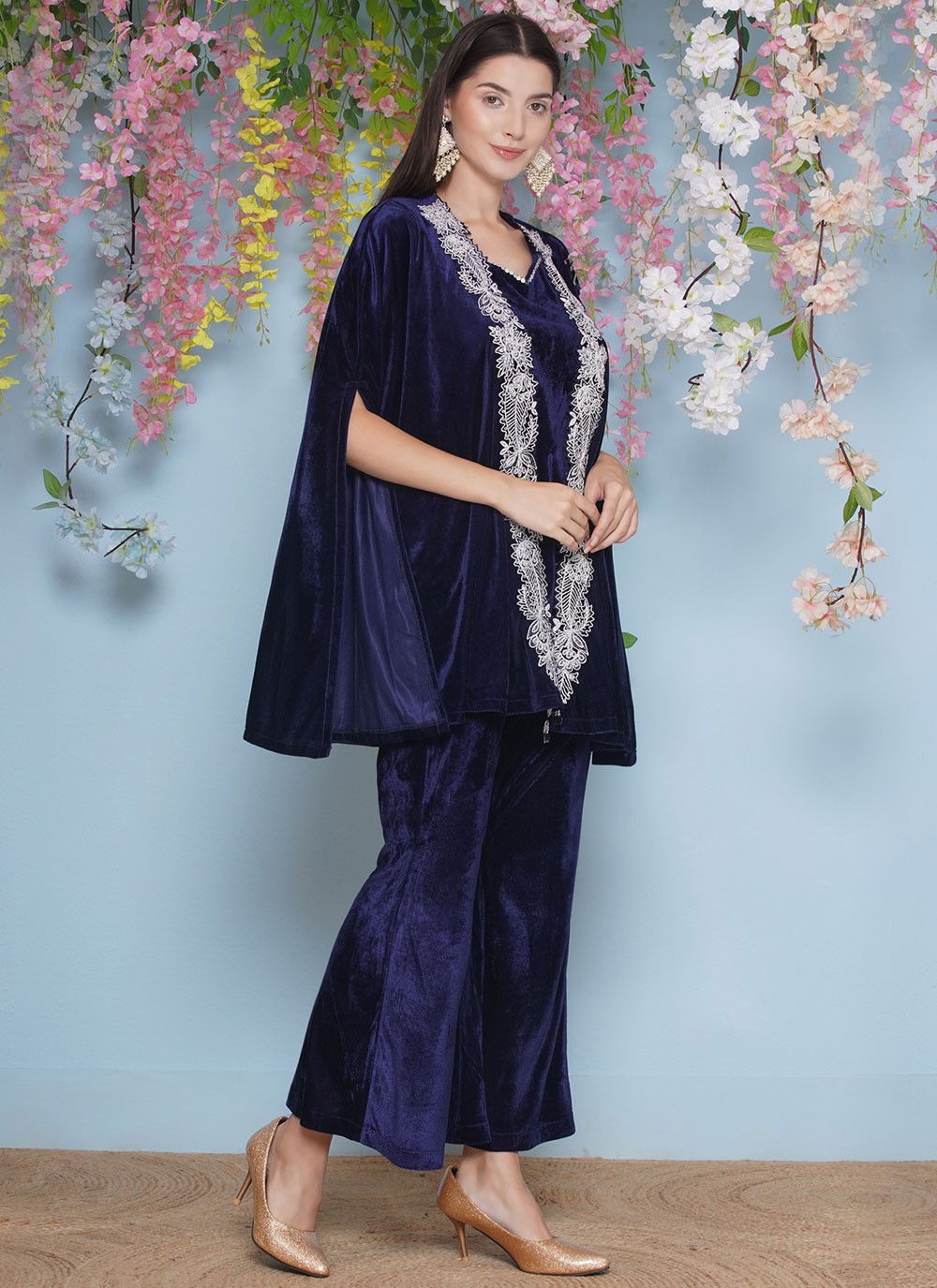 Embroidered Velvet Gown - G1850