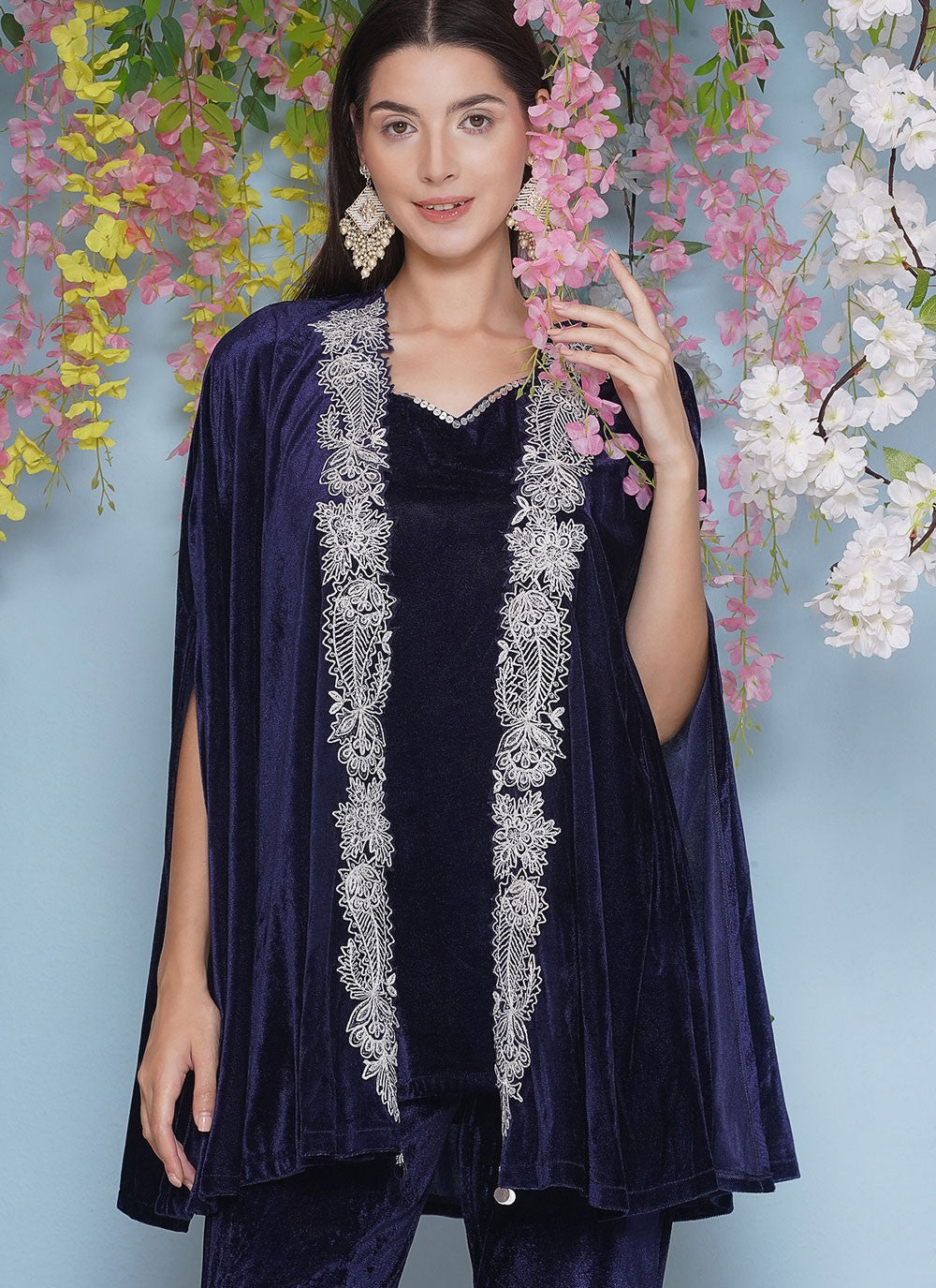 Embroidered Velvet Gown - G1850