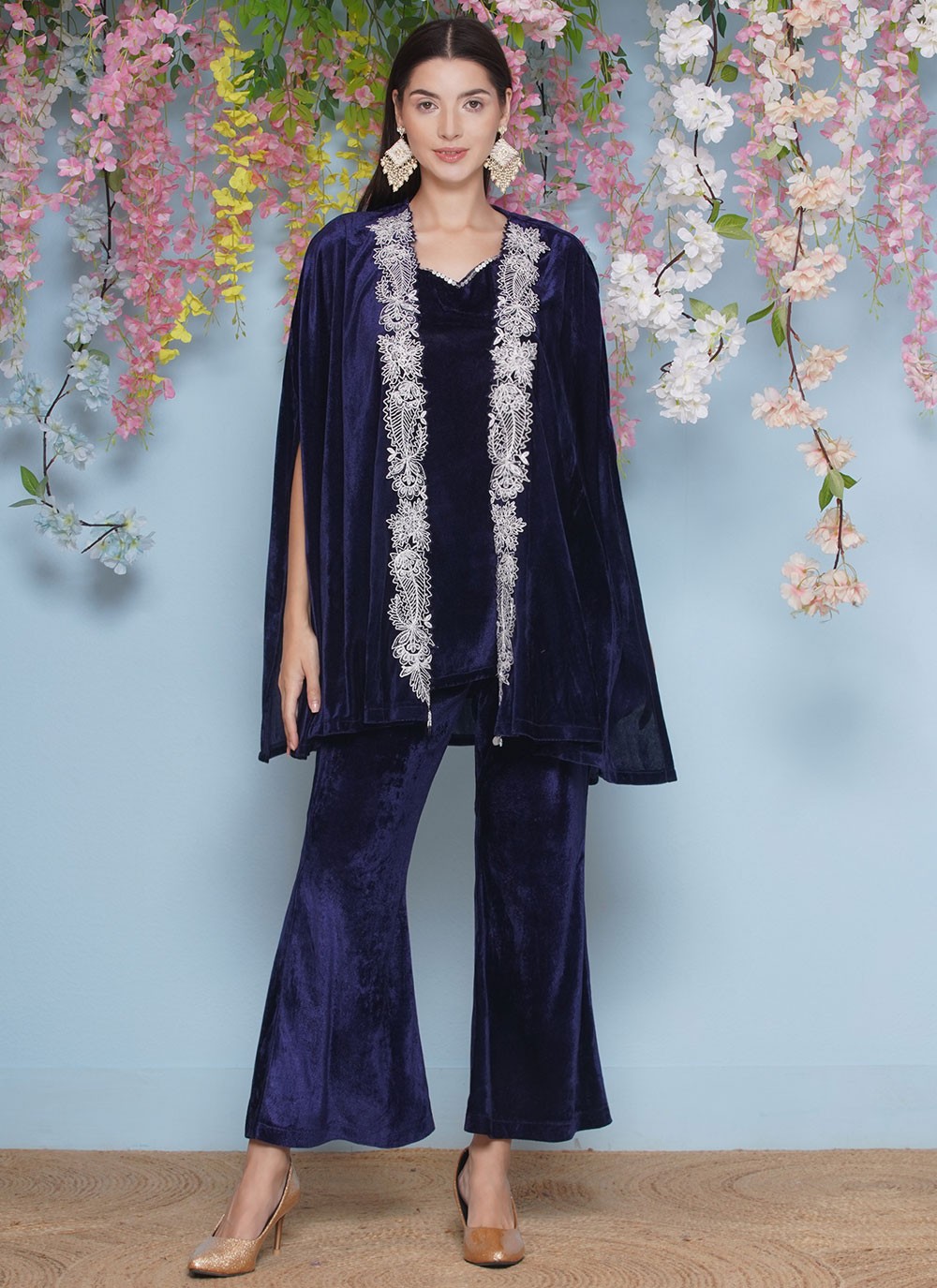 Embroidered Velvet Gown - G1850