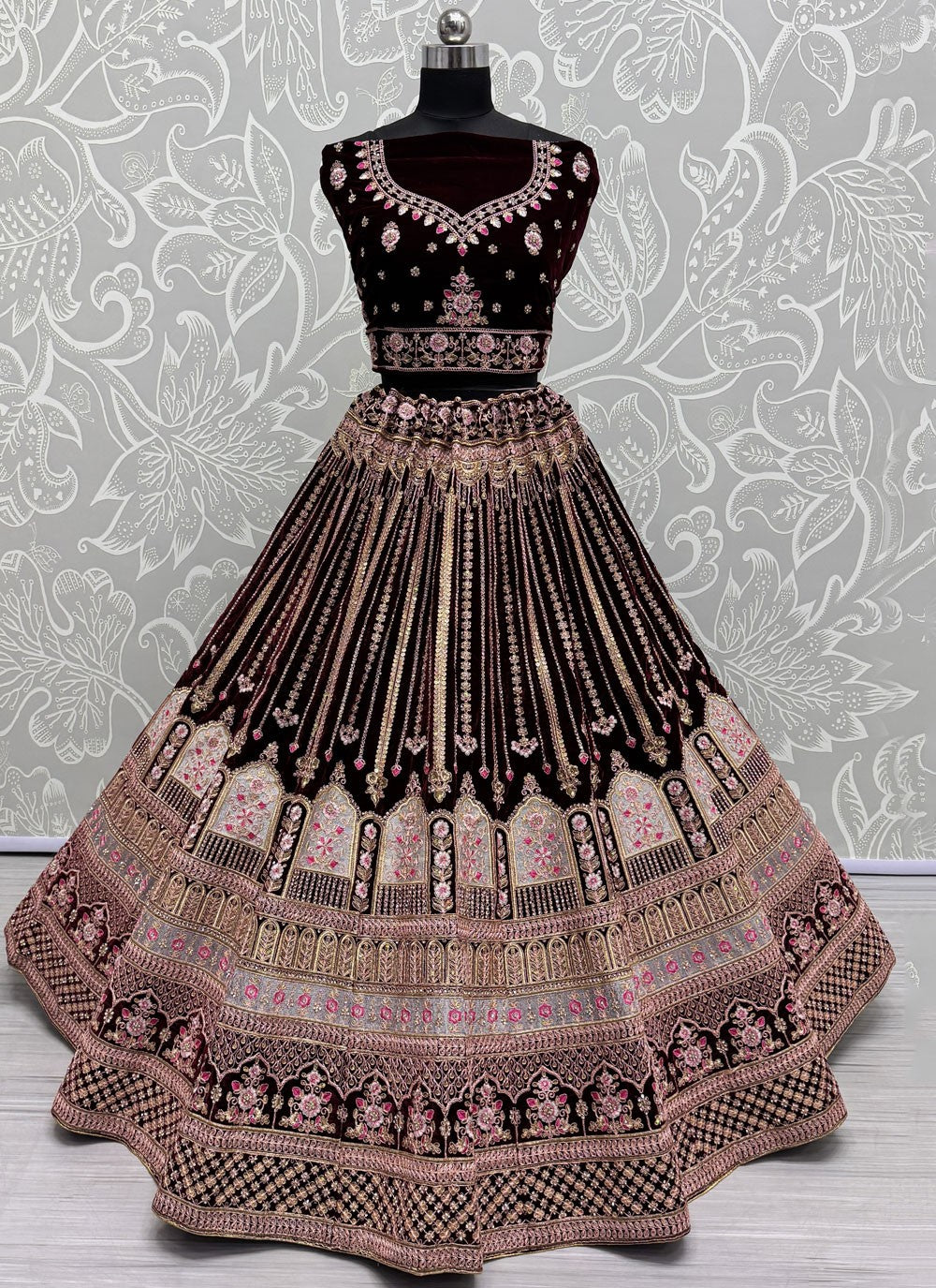 Dimond Velvet A - Line Lehenga - L2602