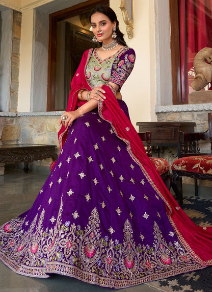 Vichitra Silk Engagement A - Line Lehenga L3563