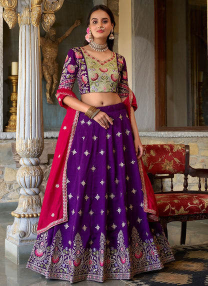 Vichitra Silk Engagement A - Line Lehenga L3563