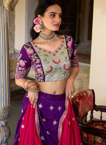 Vichitra Silk Engagement A - Line Lehenga L3563