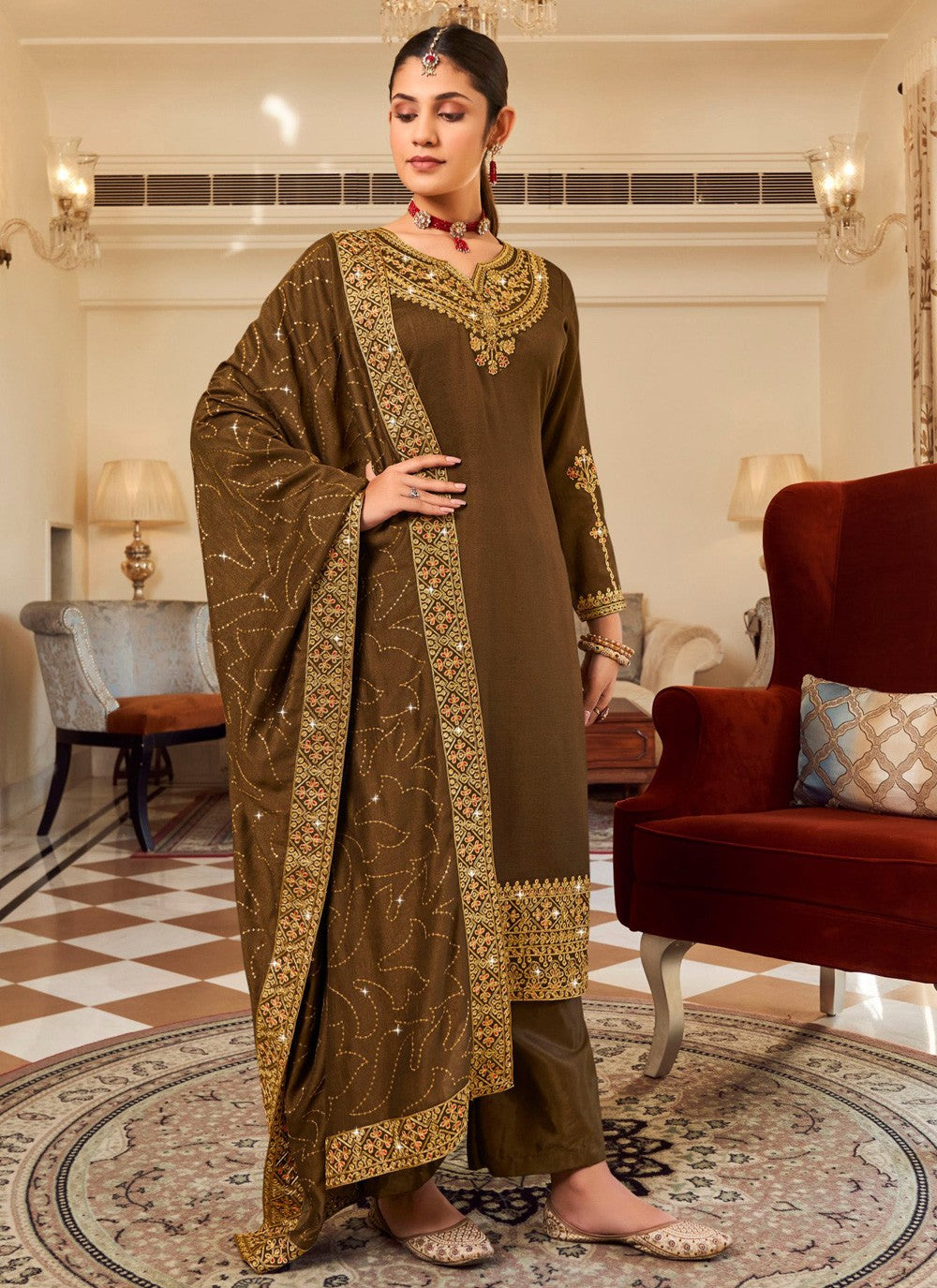 Vichitra Silk Salwar Suit - T1450