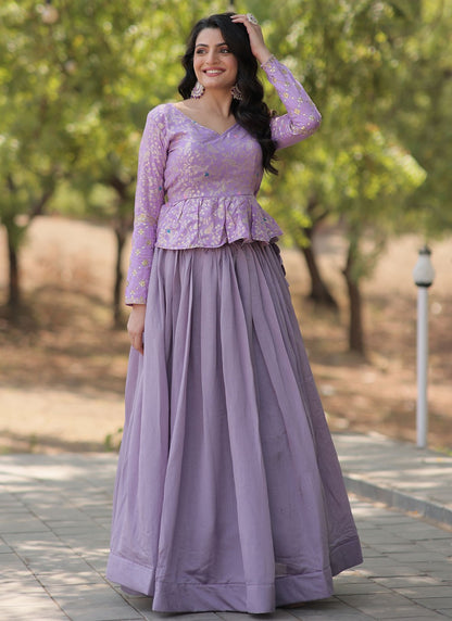 Plain Vichitra Silk Readymade Lehenga Choli - L2085