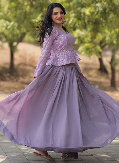 Plain Vichitra Silk Readymade Lehenga Choli - L2085