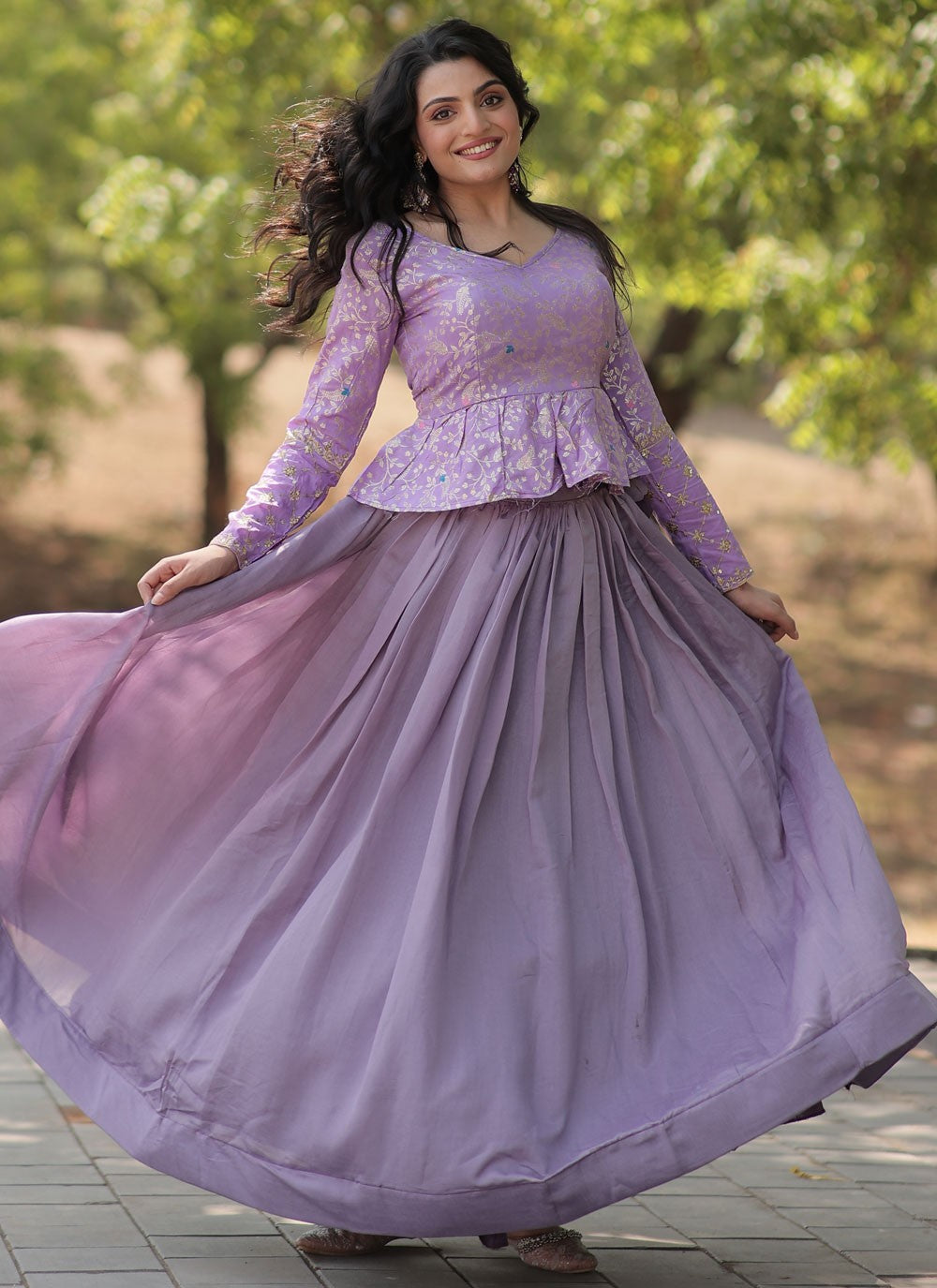 Plain Vichitra Silk Readymade Lehenga Choli - L2085