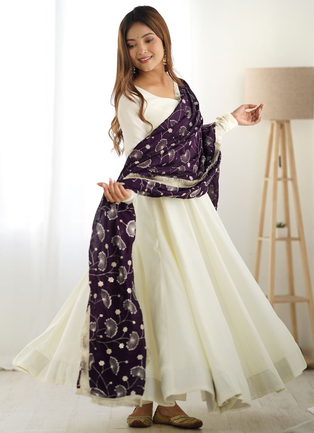 Salwar Suit Plain Off White Vichitra Silk T5088