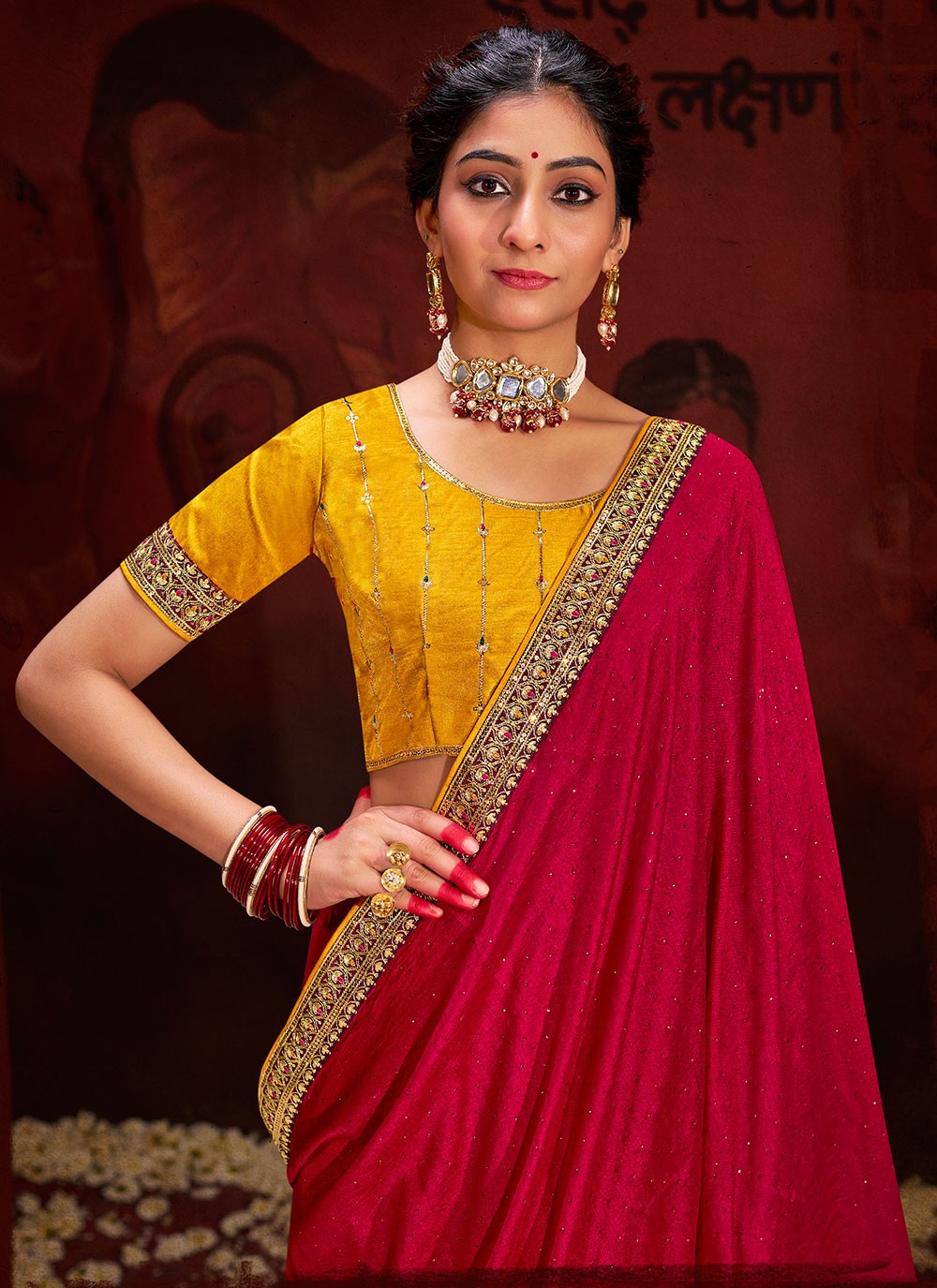Classic Sequins Vichitra Silk Saree - S5995