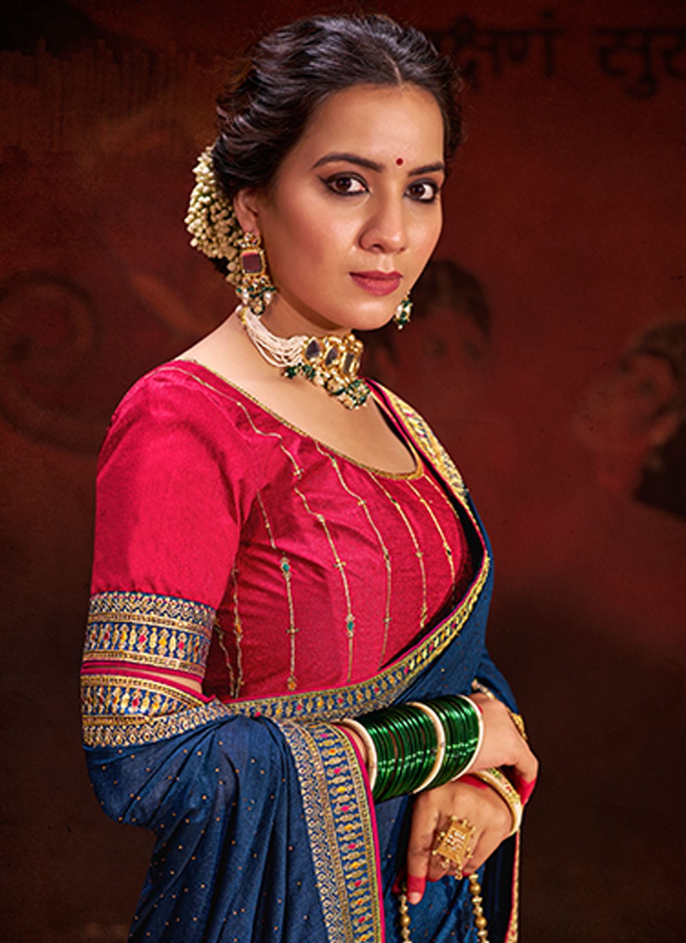 Classic Sequins Vichitra Silk Saree - S5995